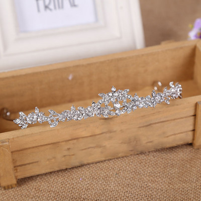 Coroana de par cu tiara de mireasa de lux Accesorii pentru par de nunta pentru femei Coroane de mireasa de culoare argintie si accesorii pentru femei tiara