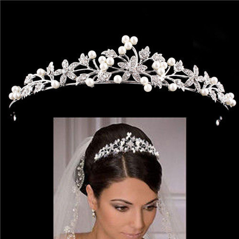 Coroana de par cu tiara de mireasa de lux Accesorii pentru par de nunta pentru femei Coroane de mireasa de culoare argintie si accesorii pentru femei tiara