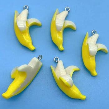 10 τμχ Αποφλοιωμένη Μπανάνα Φρούτα Γούρια Τροφίμων Ρητίνη Κρεμαστό Γούρια για Σκουλαρίκια Μπρελόκ Diy Παιδικά Γυναικεία Κοσμήματα Προμήθειες Κατασκευής