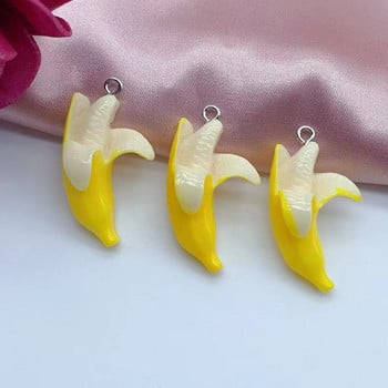 10 τμχ Αποφλοιωμένη Μπανάνα Φρούτα Γούρια Τροφίμων Ρητίνη Κρεμαστό Γούρια για Σκουλαρίκια Μπρελόκ Diy Παιδικά Γυναικεία Κοσμήματα Προμήθειες Κατασκευής