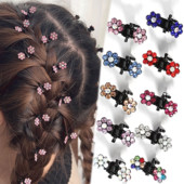 12db mini hajcsat csúszásmentes klipek strasszos hajkapcsok fém bilincsek kevert színes virágos hajkiegészítők női lányoknak