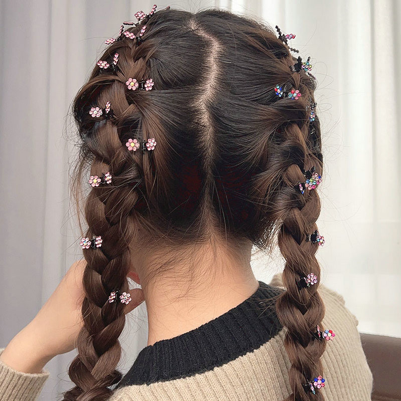 12db mini hajcsat csúszásmentes klipek strasszos hajkapcsok fém bilincsek kevert színes virágos hajkiegészítők női lányoknak