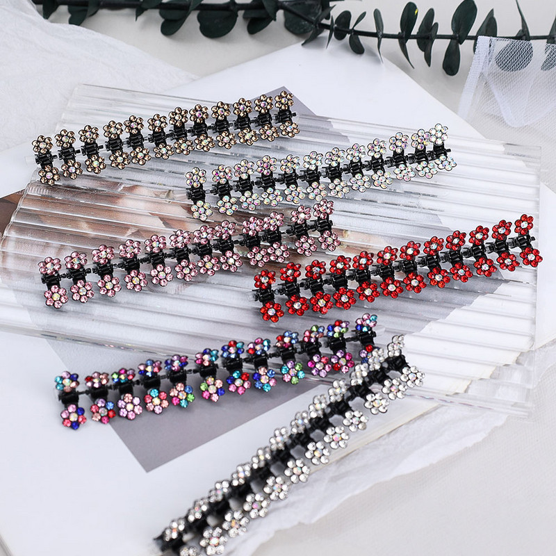 12db mini hajcsat csúszásmentes klipek strasszos hajkapcsok fém bilincsek kevert színes virágos hajkiegészítők női lányoknak
