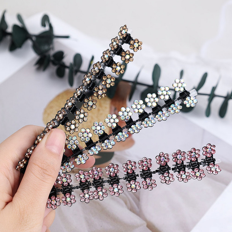 12db mini hajcsat csúszásmentes klipek strasszos hajkapcsok fém bilincsek kevert színes virágos hajkiegészítők női lányoknak