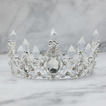 Factory Direct Icicles Crystal Silver Color Alloy Crown Cake Decoration Ice Queen Princess Baking Accessories