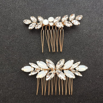 SLBRIDAL Art Deco сплав Малки сладки кристали Опалови кристали Сватбен гребен за коса Булчински аксесоари за коса Шаферки Дамски бижута