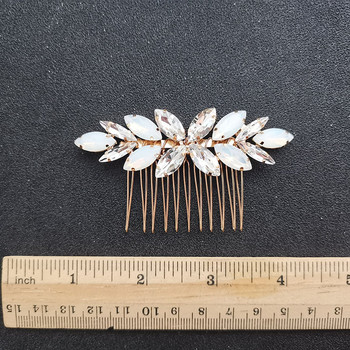 SLBRIDAL Art Deco сплав Малки сладки кристали Опалови кристали Сватбен гребен за коса Булчински аксесоари за коса Шаферки Дамски бижута