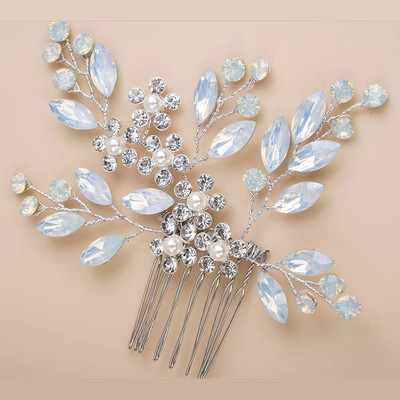 SLBRIDAL Aliaj Art Deco Mici Drăguț Strasuri Cristale Opal Pieptene de păr de nuntă Accesorii de păr de mireasă Domnișoare de onoare Bijuterii pentru femei