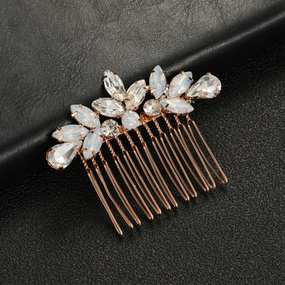 SLBRIDAL Aliaj Art Deco Mici Drăguț Strasuri Cristale Opal Pieptene de păr de nuntă Accesorii de păr de mireasă Domnișoare de onoare Bijuterii pentru femei