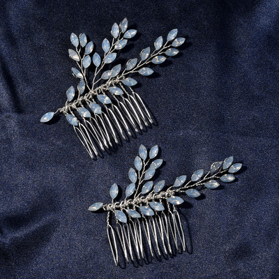 SLBRIDAL Aliaj Art Deco Mici Drăguț Strasuri Cristale Opal Pieptene de păr de nuntă Accesorii de păr de mireasă Domnișoare de onoare Bijuterii pentru femei