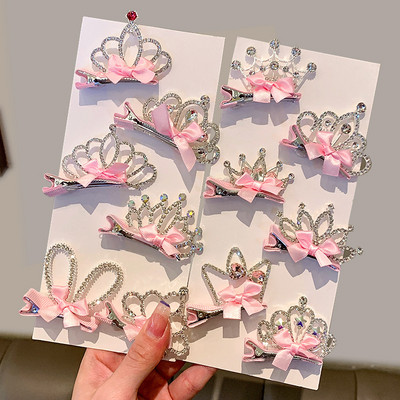 Lentes Bow Rhinestones kronis matu sprādze meitenēm galvassegas matu rotājumi mazuļiem bērniem matu sprādzes saspraudes rokturis bērnu matu aksesuāri