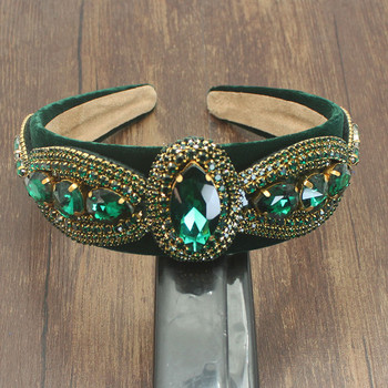 Продажба на едро на Bohemia Sparkly изцяло зелена кристална лента за коса, луксозна диамантена лента за глава с кристали, парти, сватбени женски аксесоари за коса