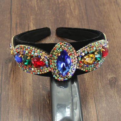 Nagyker Bohemia Sparkly full green Crystal Hajpánt Luxus strasszos gyémánt fejpánt Party Esküvői Női Haj kiegészítők