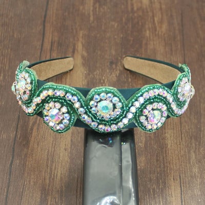 Nagyker Bohemia Sparkly full green Crystal Hajpánt Luxus strasszos gyémánt fejpánt Party Esküvői Női Haj kiegészítők