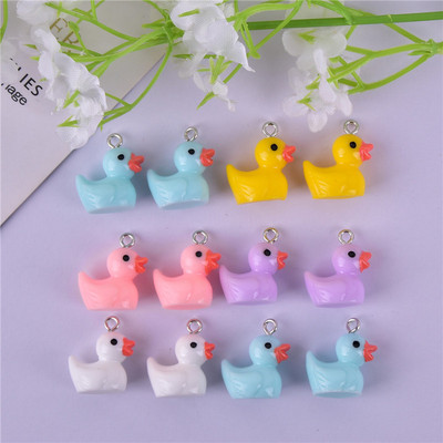Amestecați 20 buc/lot brelocuri din rășină animală de rață mică pentru fabricarea de bijuterii DIY Accesorii de bijuterii în vrac 15*19mm