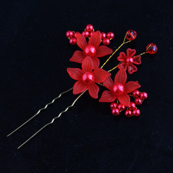 Fooderwerk Jewery Νέα Χειροποίητα Κόκκινα Λευκά Χρώματα Νυφική χτένα μαλλιών Καρφίτσα λουλούδι Νυφικά αξεσουάρ μαλλιών