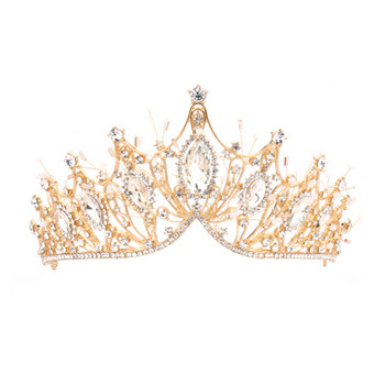 Дамска сватбена корона Бижута за коса Булчински аксесоари за коса Барокови кристални кристали Диадеми Корони Bride Queen Парти подарък