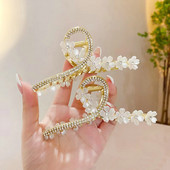 Női egyszerű strasszos virág hajcsat cápa hajcsat hajkiegészítők rák fürdőkapocs HHair Claw lányok divatos fejdísz