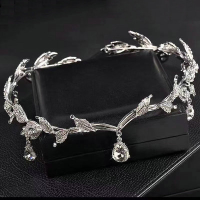 Pilna Drill Crown Pušķis Galvassegas Spirit Fairy Rhinestone Blobby Drop galvas saite Galvas saite Kāzu kāzu matu aksesuāri