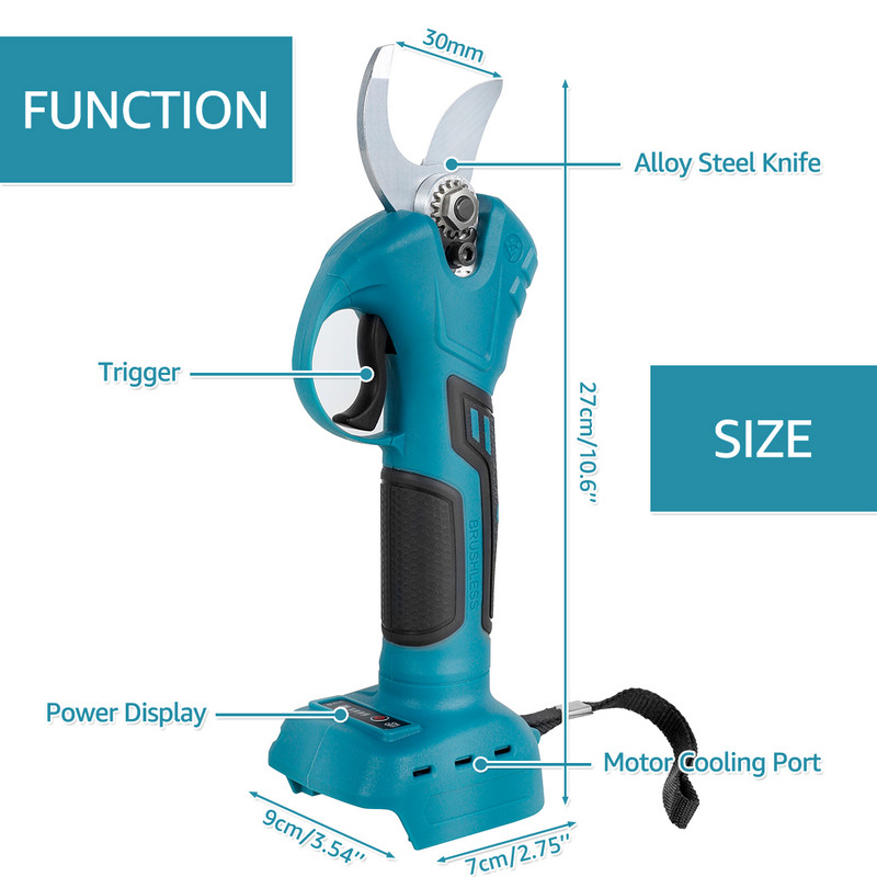 Akumulátorové nožnice na orezávanie ovocných stromov, bonsaje, elektrické nožnice na orezávanie konárov stromov pre batériu Makita 18V