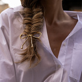 INS Hot Simple Bowknot Hajtű Arany Színű Fém Hollow Barrettes Eredeti Elegáns Hajtartozékok Hátsó Hajcsat Ékszer Ajándék