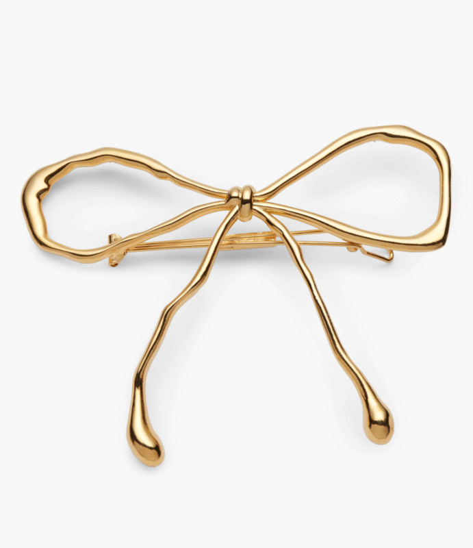 INS Hot Simple Bowknot Hajtű Arany Színű Fém Hollow Barrettes Eredeti Elegáns Hajtartozékok Hátsó Hajcsat Ékszer Ajándék