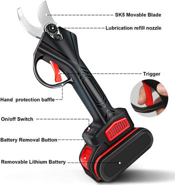 Gisam Electric Pruning Shear Professional Cutter Cordless Pruner Shear Rechargeable Battery Pruner Branch Εργαλείο κήπου φρούτων