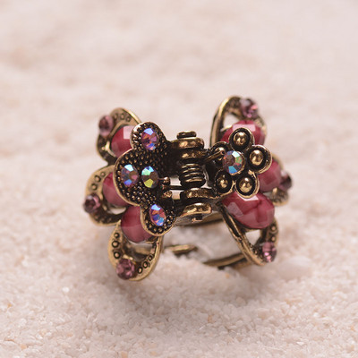 Muylinda Vintage Flower Hair Claw Strasszkő Hajcsat Hajtű Antik Bronz Kis Haj Karmok Haj Kiegészítők
