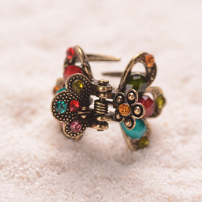 Muylinda Vintage Flower Hair Claw Strasszkő Hajcsat Hajtű Antik Bronz Kis Haj Karmok Haj Kiegészítők