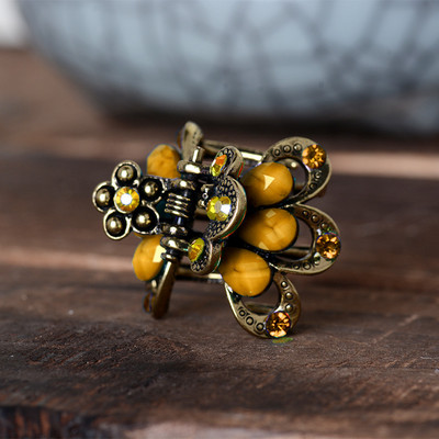 Muylinda Vintage Flower Hair Claw Strasszkő Hajcsat Hajtű Antik Bronz Kis Haj Karmok Haj Kiegészítők