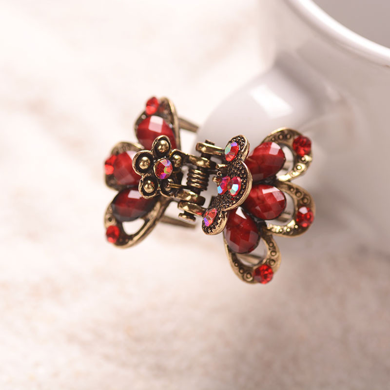 Muylinda Vintage Flower Hair Claw Strasszkő Hajcsat Hajtű Antik Bronz Kis Haj Karmok Haj Kiegészítők