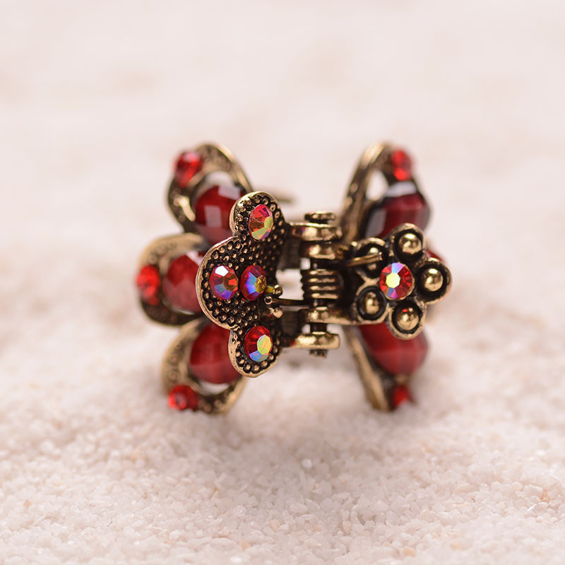 Muylinda Vintage Flower Hair Claw Strasszkő Hajcsat Hajtű Antik Bronz Kis Haj Karmok Haj Kiegészítők