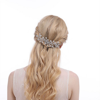 SLBRIDAL Луксозен модерен чар Блестящ моден кубичен цирконий Булчински гребен за коса Сватба Жени Момичета CZ Бижута Аксесоари за коса