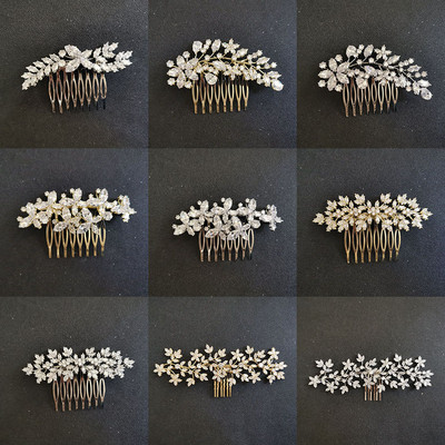 SLBRIDAL Charm de lux la modă, strălucitor, zirconiu cubic, pieptene de păr pentru nuntă, femei, fete, bijuterii, accesorii de păr