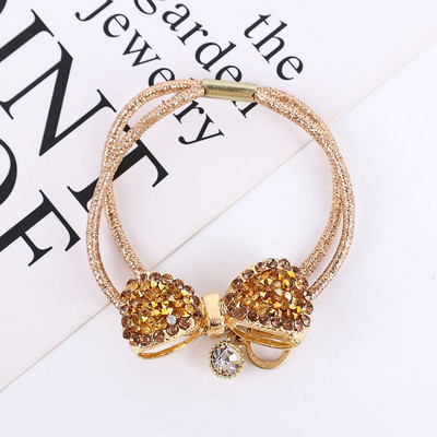 Novi dolazak Elastične gumice za kosu s mašnom od kamenčića Gumene vezice za djevojke Modni sjajni kristalni konopac za kosu Dodaci za konjski rep za žene