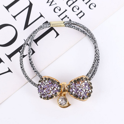 Novi dolazak Elastične gumice za kosu s mašnom od kamenčića Gumene vezice za djevojke Modni sjajni kristalni konopac za kosu Dodaci za konjski rep za žene