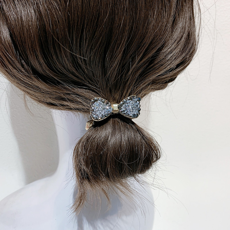 Novi dolazak Elastične gumice za kosu s mašnom od kamenčića Gumene vezice za djevojke Modni sjajni kristalni konopac za kosu Dodaci za konjski rep za žene