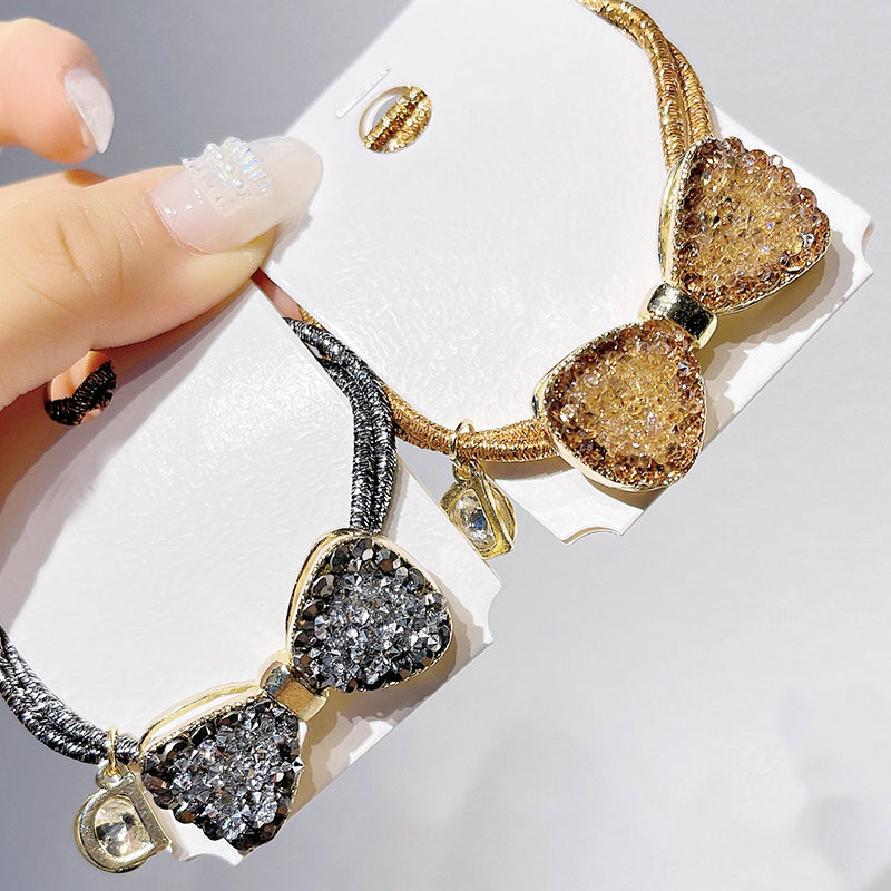 Novi dolazak Elastične gumice za kosu s mašnom od kamenčića Gumene vezice za djevojke Modni sjajni kristalni konopac za kosu Dodaci za konjski rep za žene