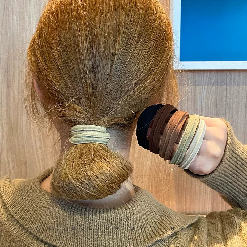 10 DB/Szett Női Lányok Alaphajpántok Egyszerű, egyszínű színű Rugalmas fejpánt Hajkötelek Nyakkendők Hajkiegészítők Lófaroktartó