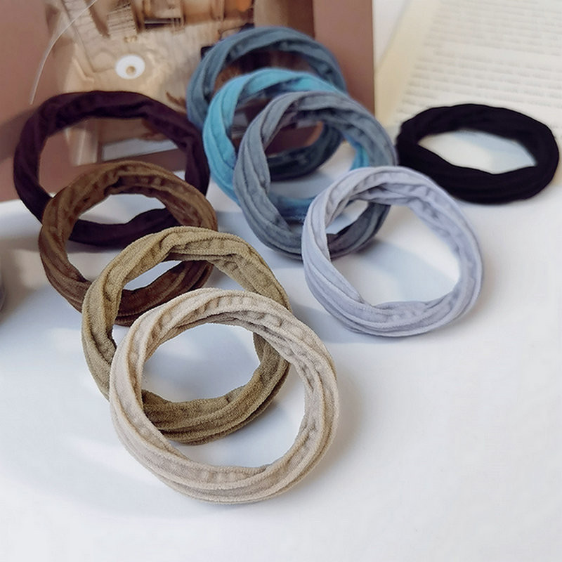 10 DB/Szett Női Lányok Alaphajpántok Egyszerű, egyszínű színű Rugalmas fejpánt Hajkötelek Nyakkendők Hajkiegészítők Lófaroktartó