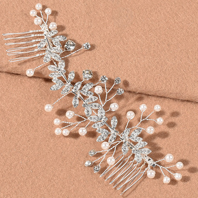 Weave Pearl Crystal Esküvői Hajfésűk Hajkiegészítők Menyasszonyi Virág Fejfedő Női Menyasszony Hajdíszek Ékszerek