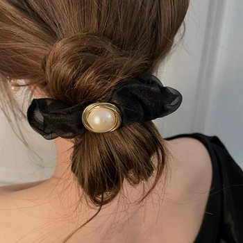 Извънгабаритни щипки за коса Корейски щипки за коса с перли от органза Дамски еластични ленти за коса Шапки Поставка за опашка Въже за коса