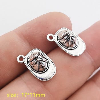 10 τμχ Fireman Charms Πυροσβεστήρας Σήμα Fireman Καπέλο τσεκούρι Charms Θιβετιανά ασημένια μενταγιόν DIY κοσμήματα Χειροτεχνία Κάνοντας ευρήματα