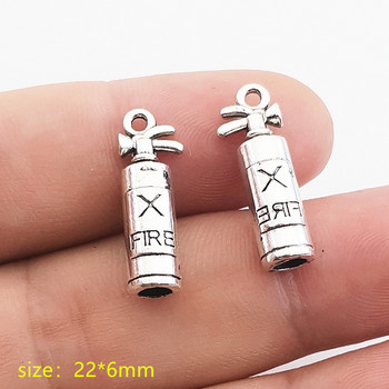 10 τμχ Fireman Charms Πυροσβεστήρας Σήμα Fireman Καπέλο τσεκούρι Charms Θιβετιανά ασημένια μενταγιόν DIY κοσμήματα Χειροτεχνία Κάνοντας ευρήματα