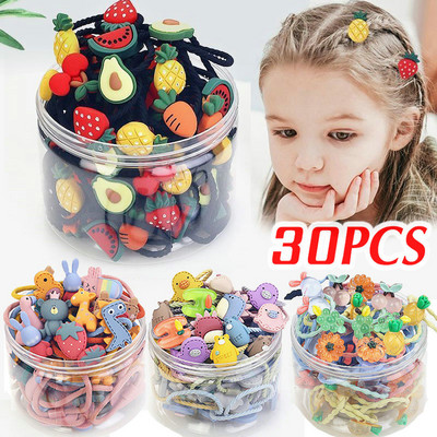 30PCS Корейски карикатури, сладки деца, лента за глава, анимационна гумена лента, аксесоари за коса за момичета