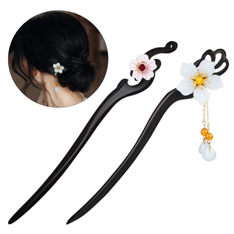 1 tk puidust juuksepulgad Jaapani juuksepulgad Vintage retro nikerdatud juuksenõelad, klambrid naiste tüdrukute juuksepulgad Chignon