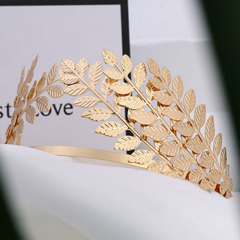 Европейска гръцка богиня лента за глава метални златни листа клон корона булка лента за коса сватбена тиара бижута за коса аксесоари