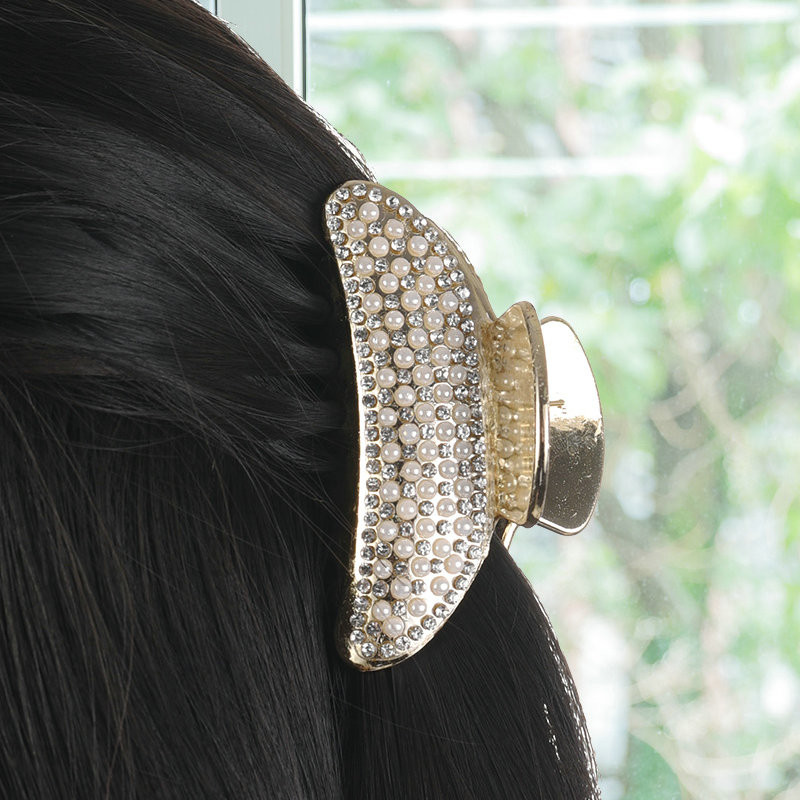 Perle strălucitoare franceză agrafă cu strasuri geometrie gheare de păr clemă mare de prindere clemă de rechin clemă de păr cap din spate accesorii de păr pentru femei