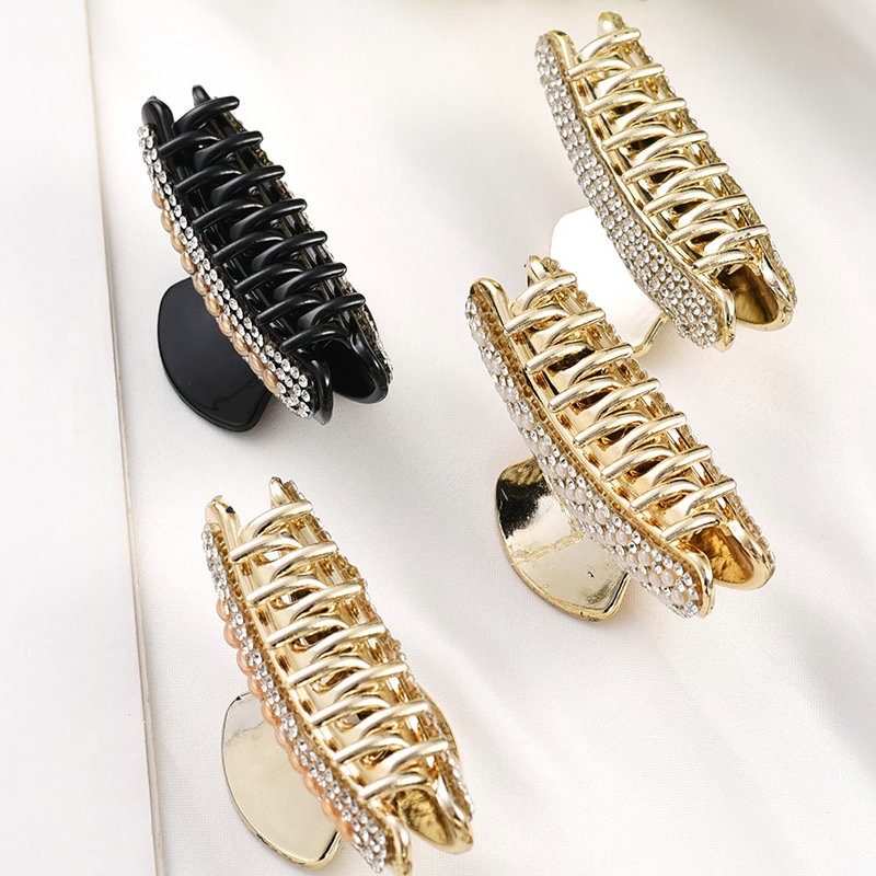 Perle strălucitoare franceză agrafă cu strasuri geometrie gheare de păr clemă mare de prindere clemă de rechin clemă de păr cap din spate accesorii de păr pentru femei