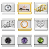 Hapiship Nový originálny okrúhly prívesok s krídlami Daisy a princeznej, taliansky prívesok s náramkom CZ, vhodný pre 9 mm náramok z nehrdzavejúcej ocele, výroba šperkov DJ199